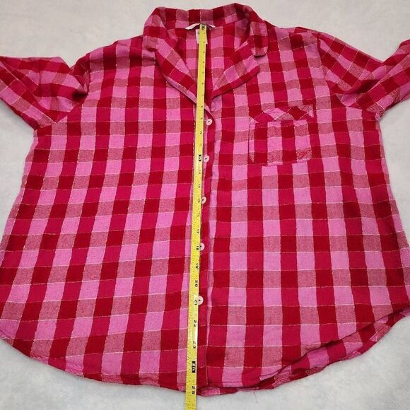 Victorias Secret PLAID Cotton Red Flannel  Pajama top only, size Large - Picture 4 of 7